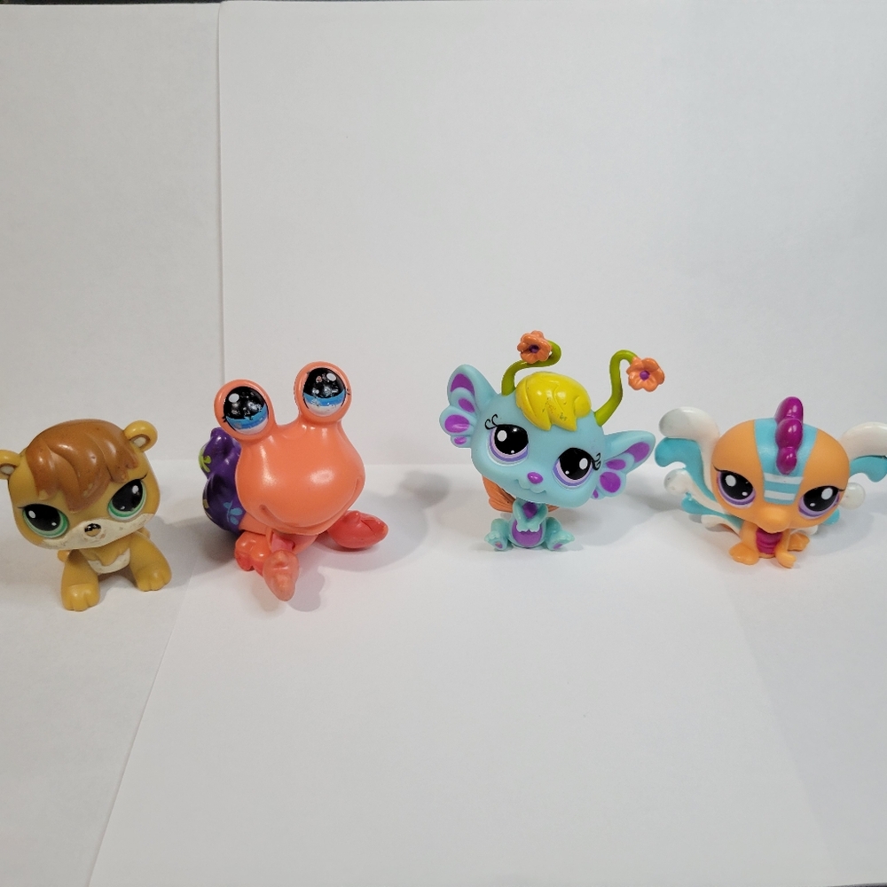 LPS Lot 4 Pets Walkable Hermit Crab Chipmunk Dragon Fairy